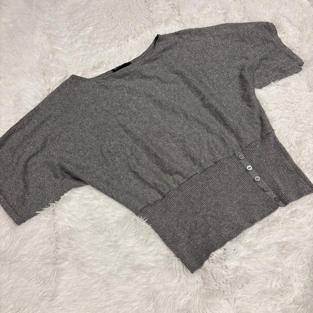 Lane Bryant Women's Silver Metallic V-Neck Sweater Size 14/16 Holiday Glimmer